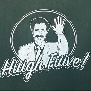 Vintage Borat “High Five!” Sacha Baron Cohen Graphic T-shirt Green with White XL